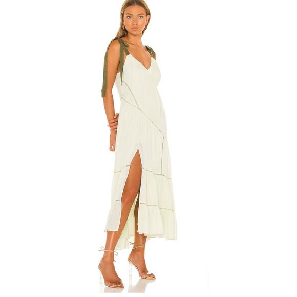 CINQ A SEPT Claire Tiered Silk Crepe De Chine Midi Dress in Mint Size 8 - Picture 3 of 3